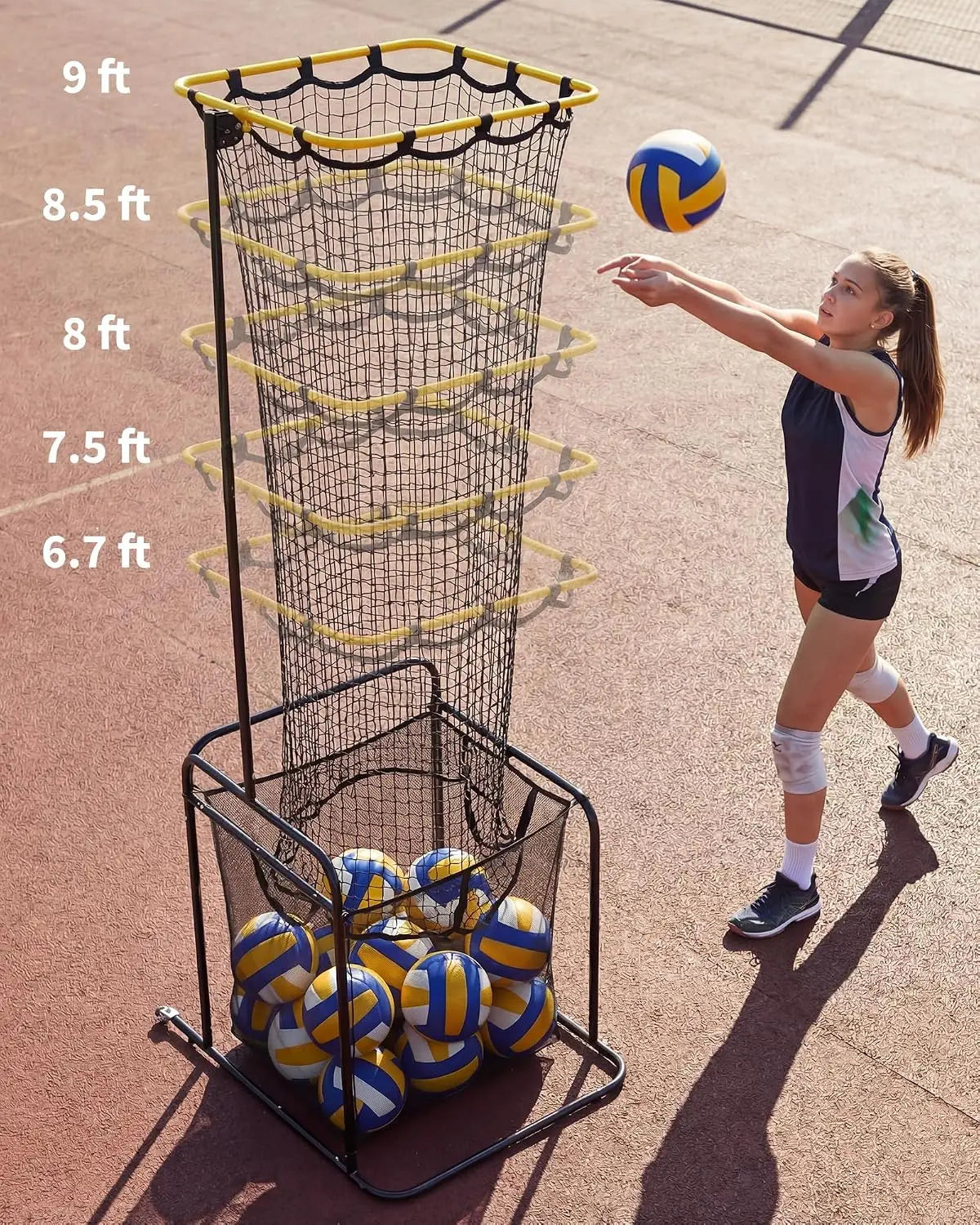 Red de colocación de voleibol con altura y ángulo regulables