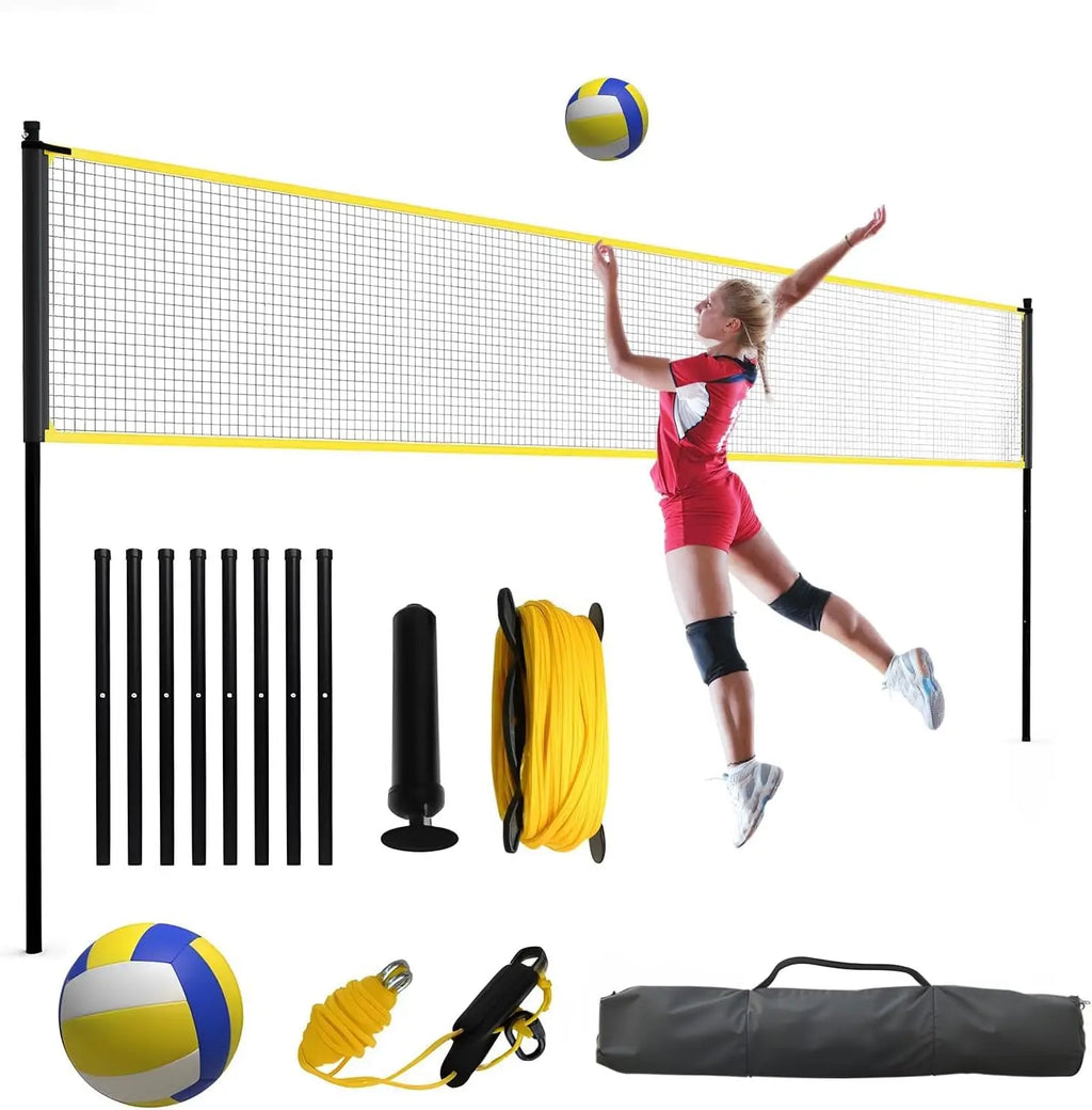 Set de voleibol con red de 9,75 m, balón, bomba y bolsa